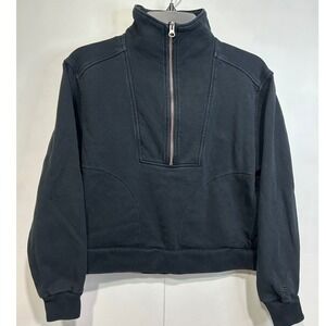 Everlane Organic Cotton Quarter Zip Pullover Women's Size‎ XS Black Sweatshirt